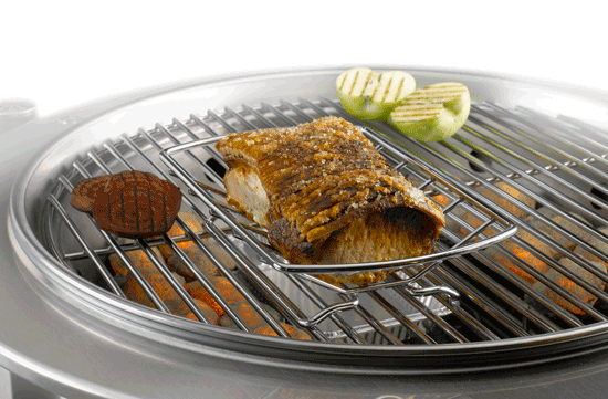 Een braadkorf verhoogt de afstand tot het grill rooster